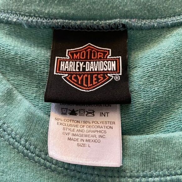 Harley Davidson Motorcycle Blue Lightweight Crewneck Women L - Picture 4 of 5